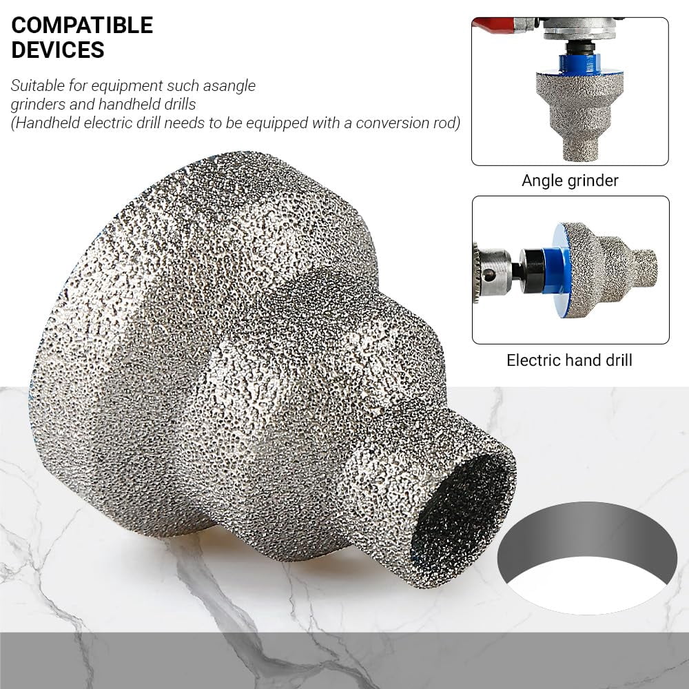 CATPAN 20/35/55mm Tapered Diamond Hole Saw Set - Step Drill Bit for Stone/Marble/Rock Plate, Multi-Size Pagoda Opening Tool for Universal Round Holes