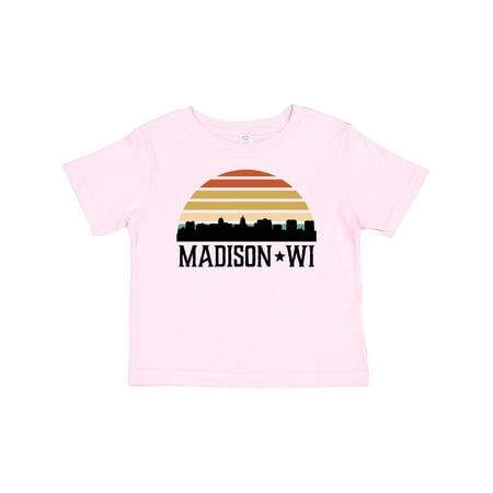 

Inktastic Madison Wisconsin Skyline Retro Sunset Gift Baby Boy or Baby Girl T-Shirt