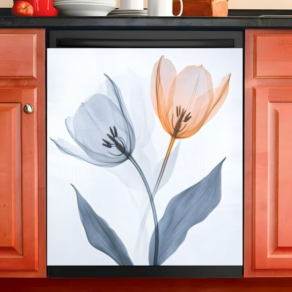 Ryvnso Art Tulip Flower Dishwasher Magnetic Refrigerator Magnet Cover Kitchen Home Decorative 23"x26"