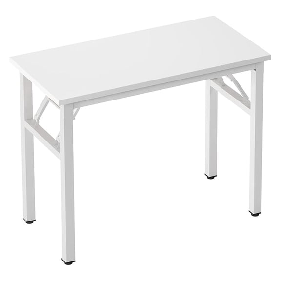 Modern Foldable Computer Desk 31.5 inches, Small No Assembly Sturdy Laptop Workstation for Home Office, Portable Folding Study Table Writing Gaming Desk for Small Spaces, White