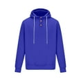 thumbnail image 6 of WREESH Men's Solid Color Lightweight Hoodie Mock Neck Button Drawstring Sweatshirt Casual Athletic Hood Pullover Blue, 6 of 7