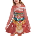 thumbnail image 2 of LUOGENLI Girls Dresses Size 10-12 Cotton Kids Toddler Girls Christmas Trees Deer Print Christmas Long Sleeve Party Princess Dress Dresses for Girls 14-16 Years Old 8-9 Years, 2 of 3