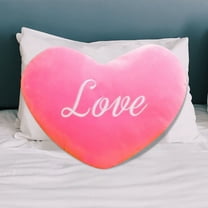 Heart Shaped Pillow 7in Plush Red Decorative Cushion, Valentine's Day Gift Throw Pillow with Love Words, Soft Fluffy Heart Pillow for Friends, Girls, Children, Living Room Decor