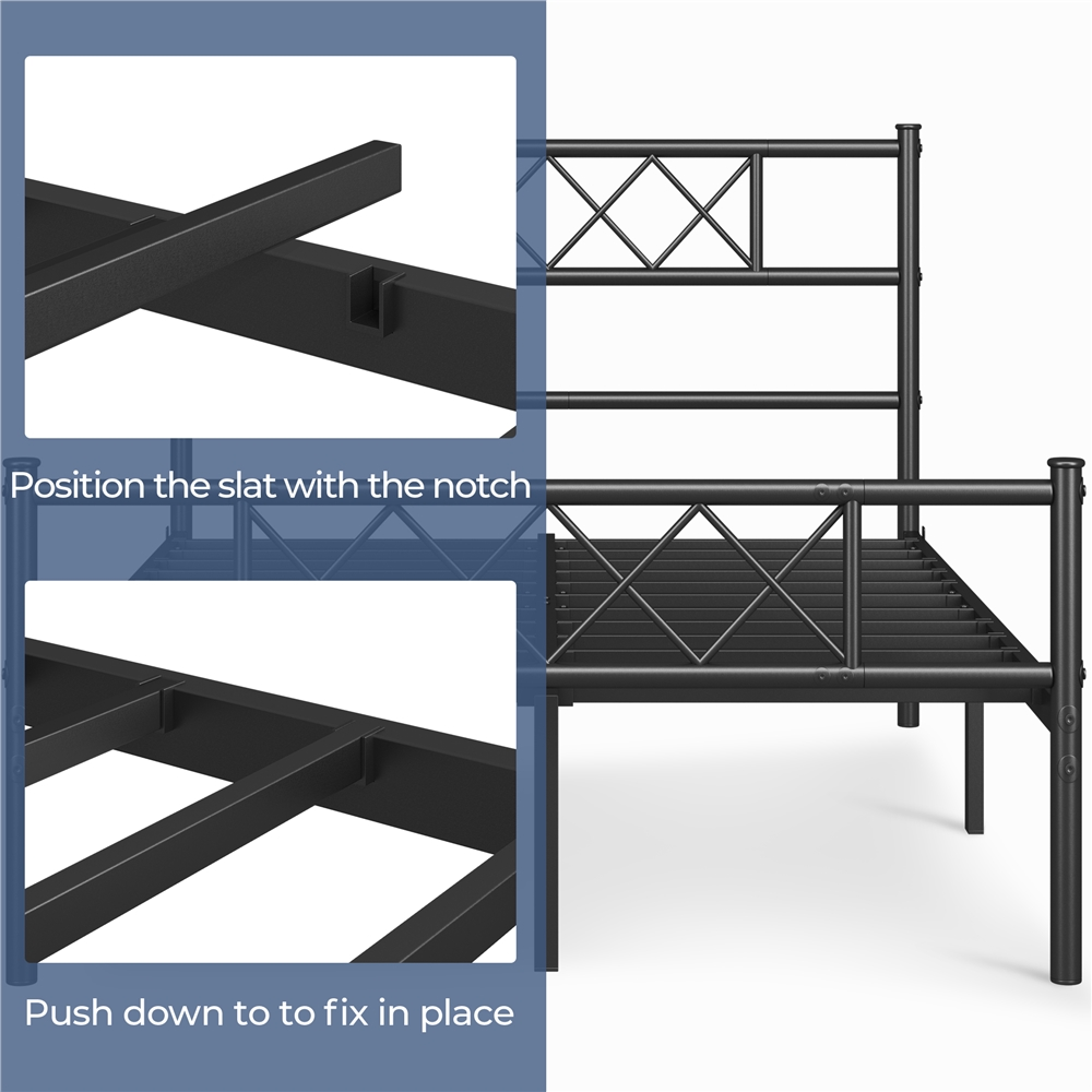 Renwick Metal Platform Bed Frame with Headboard and Footboard, Full Size, Black