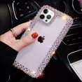 thumbnail image 3 of Compatible con iPhone 13 Pro Max Funda para mujeres niñas 3D Glitter Sparkle Bling Case Luxury Shiny Cute Crystal Charms Rhinestone Diamond Bumper Clear Funda protectora transparente Namotu CZDZ-HY236, 3 of 7