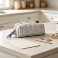 thumbnail image 6 of ZhangC Cream Polka Dot Pencil Case, Large Capacity Soft Quilted Storage Pouch, Multi-purpose Stationery Makeup Bag for Office, Home and Travel (2.7x8.2x4.3 Inch), 6 of 6