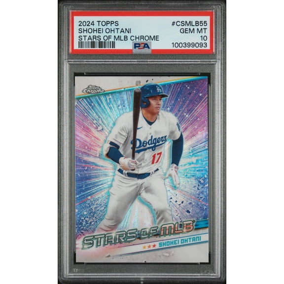 Shohei Ohtani 2024 Topps Chrome Stars of MLB Baseball Card #CSMLB55 Graded PSA 10 Cert # 100399093