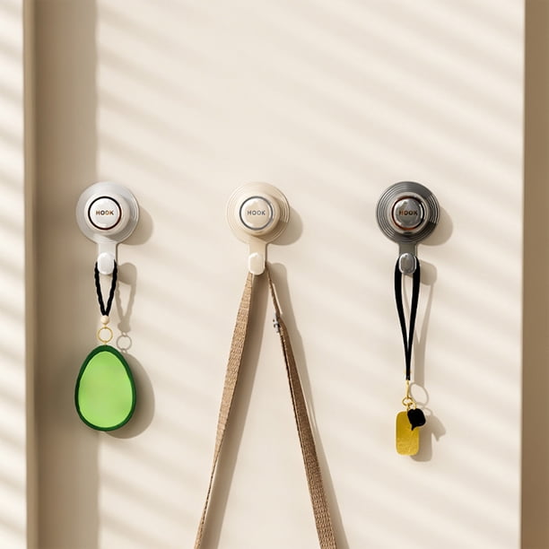Fiudx Gancho de Pared Antimarcas, Diseño de Plástico Adhesivo, Instalación Sin Perforaciones, Ahorra Espacio, Organizador Versátil, Cocina, Sombreros, Bolsos, Llaves, Blanco, Amarillo y Gris, Tamaño