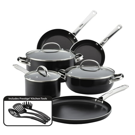Farberware Buena Cocina Aluminum Nonstick Cookware Set, 12-Piece, Black