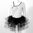 thumbnail image 3 of YIZYIF Kids Girls Shiny Sequins Ballet Dance Tutu Dress Asymmetrical Shoulder Jazz Latin Dancewear Skirted Leotard Silver 8, 3 of 7