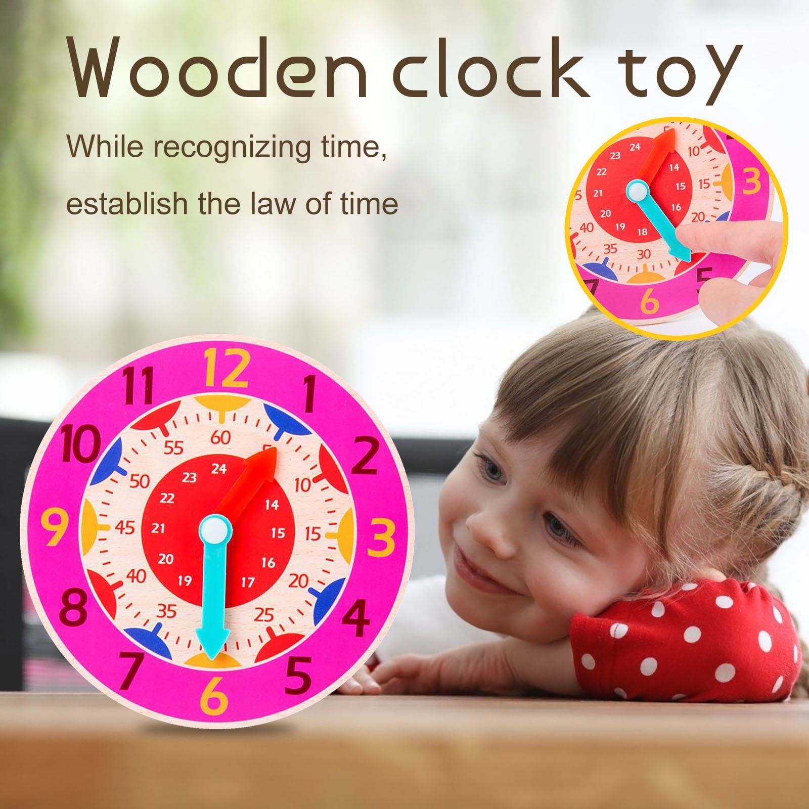 Fidget toys Montessori Wooden Clock For Children, Toys With Hours