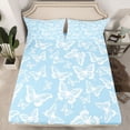 thumbnail image 2 of Homewish Dreamy Blue Butterfly Queen Sheet Sets for Kids, Cartoon Moth Animal Flat Sheet, Modern Fashion Style Queen Fitted Sheet, Luxury Bedroom Decor, 4-Piece, 2 of 7
