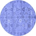 thumbnail image 1 of Ahgly Company Machine Washable Indoor Round Abstract Blue Modern Area Rugs, 7' Round, 1 of 4
