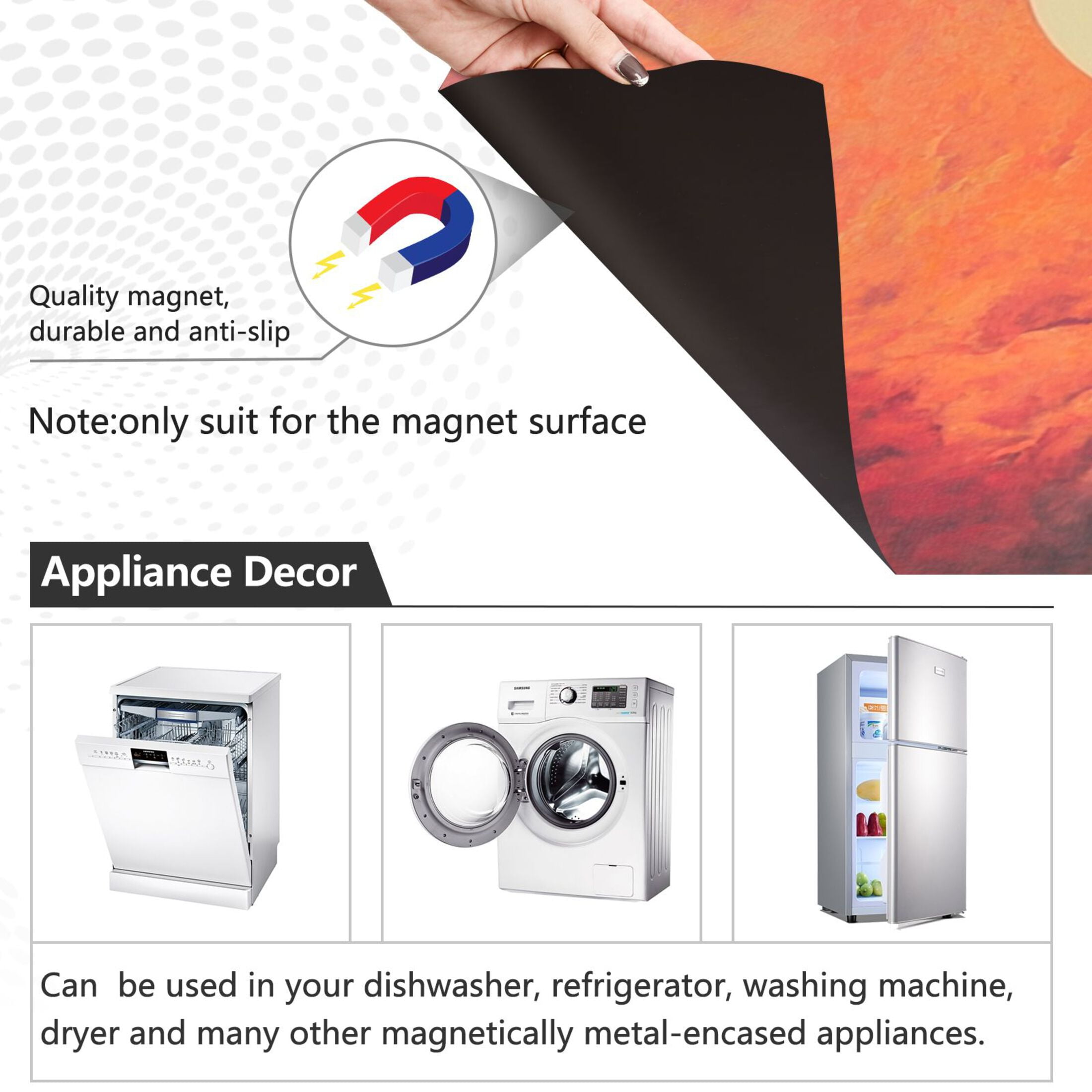 Dishwasher Magnetic Sticker 23x26 Inch Refrigerator Magnetic Sticker Washing Machine Magnetic Sticker Kitchen Panel Magnetic Sticker Home Decor Orange Pretty Sun