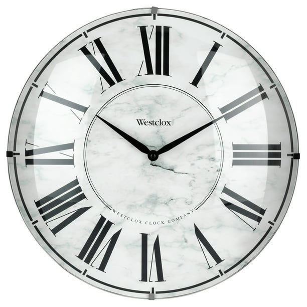 Westclox 16” Classic White Marble with Dome Glass Wall Clock Model