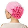 thumbnail image 2 of PMVFHDE Women's Casual Solid Color Floral Headwrap Loose Fit Turban Style Comfortable Head Cover Pink, 2 of 4