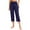 Navy Blue, variant on Women's Lightweight 3/4 Trousers - Casual Loose Fit Yoga Pants with Pockets, 4-Way Stretch Fabric, Suitable for Sports & Daily Comfort