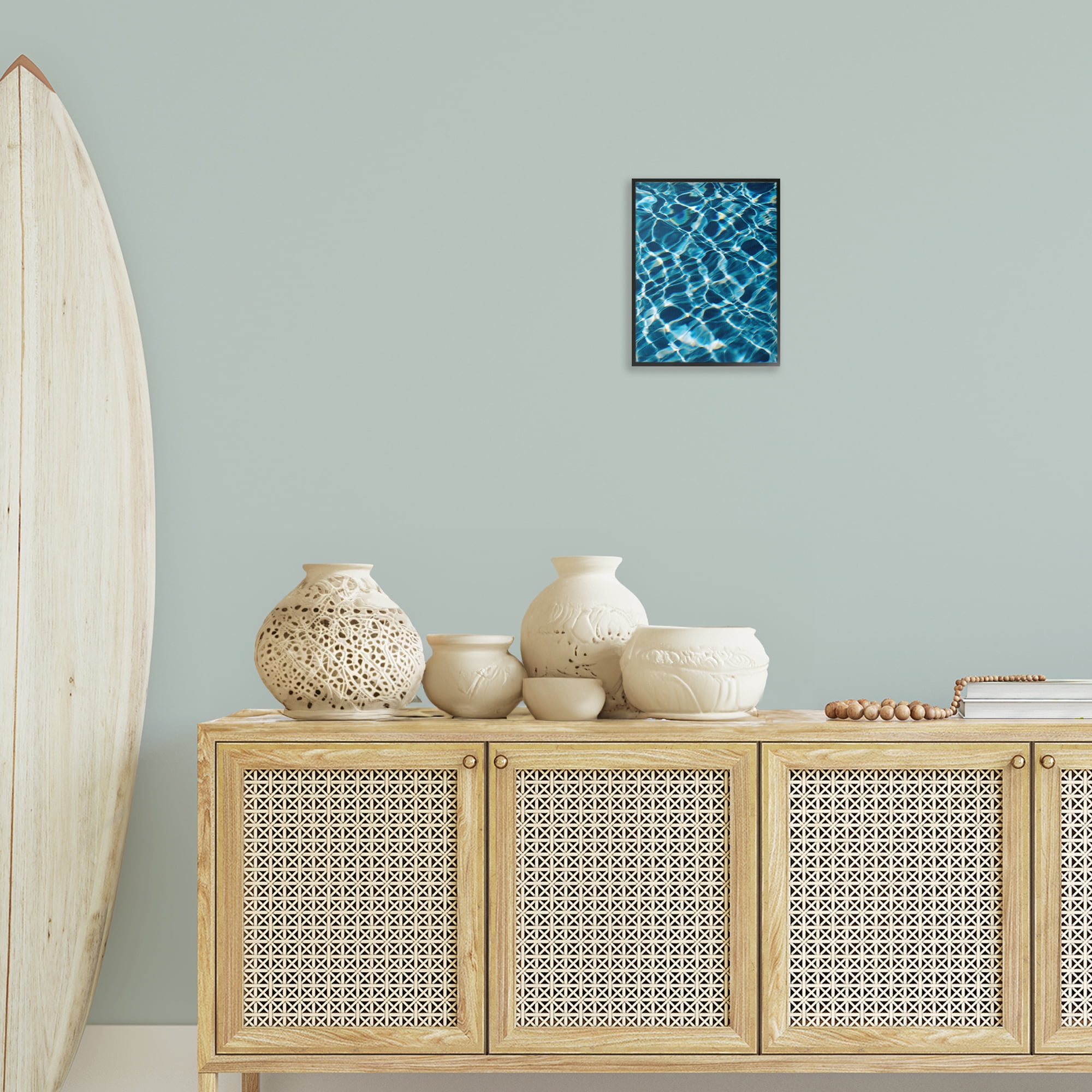 Stupell Industries Beach Water Pattern Abstract Painting Black Framed Art Print Wall Art, 11 x 14
