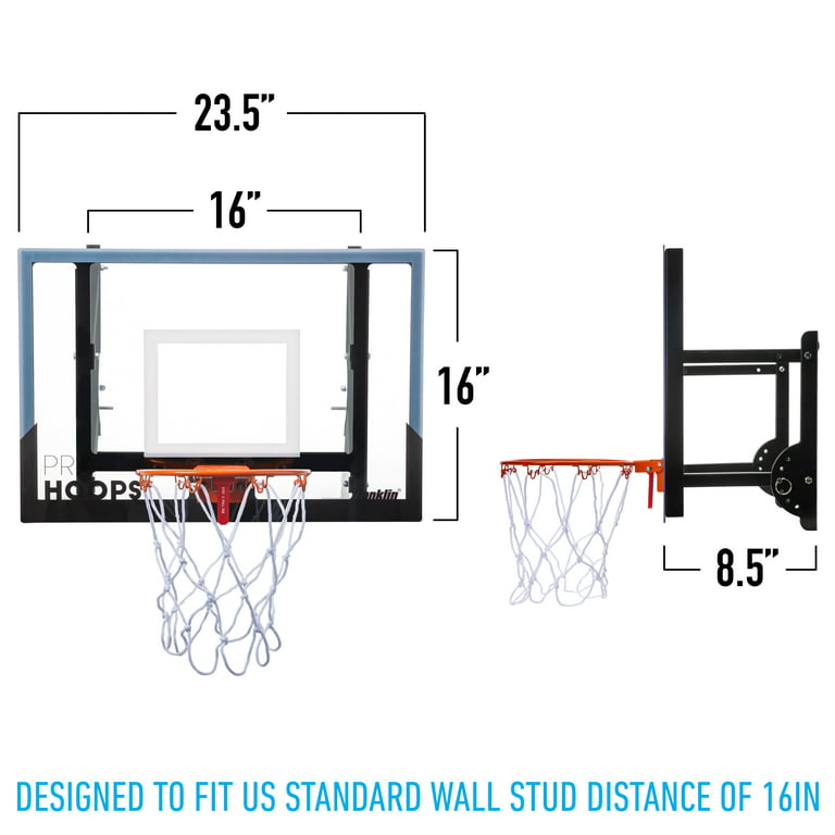 Franklin Sports Wall Mounted Mini Basketball Hoop - Pro Hoops Indoor Mini  Hoop with Mini Basketball - Slam Dunk Approved Shatter Resistant Backboard  - Bedroom + Office Mini Hoop + Ball - USA 