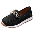 thumbnail image 2 of Women's Platform Loafers Wide Toe Box Fashion Chain Decorated Low Top Dress Shoes Lightweight Slip On Walking Shoes, 2 of 5