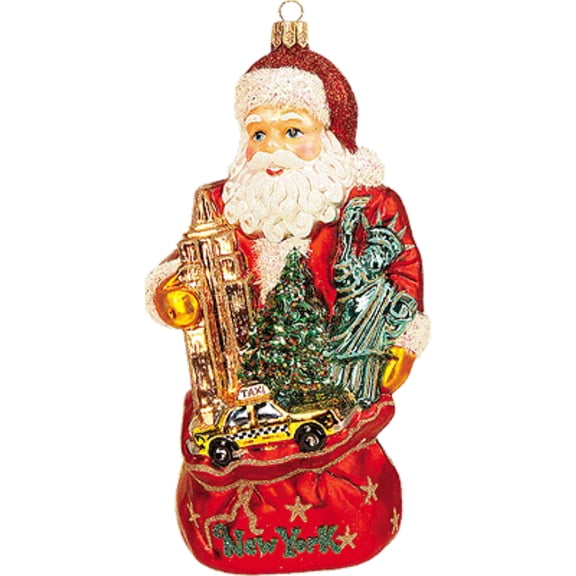Santa Claus in  New York City Polish Glass Christmas Ornament  Tree Decoration