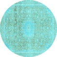 thumbnail image 1 of Ahgly Company Indoor Round Abstract Light Blue Modern Area Rugs, 6' Round, 1 of 4
