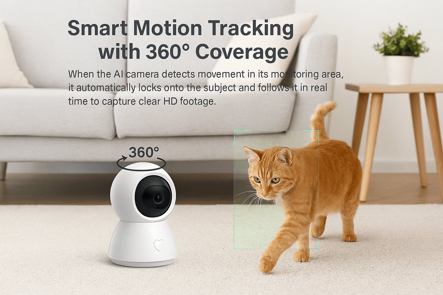 Toyanc AI Indoor Security Camera - 1440p HD Pan Tilt Baby and Pet Monitor, 2-Way Audio, Night Vision, Works with Alexa
