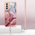 thumbnail image 4 of Mantto for Samsung Galaxy S21 Case, with Lanyard Adjustable Strap, Marble Pattern Soft TPU Bumper Hard PC Back Shockproof Protective Glossy Stylish Durable Phone Case for Women Girls,Rose-carmine, 4 of 7