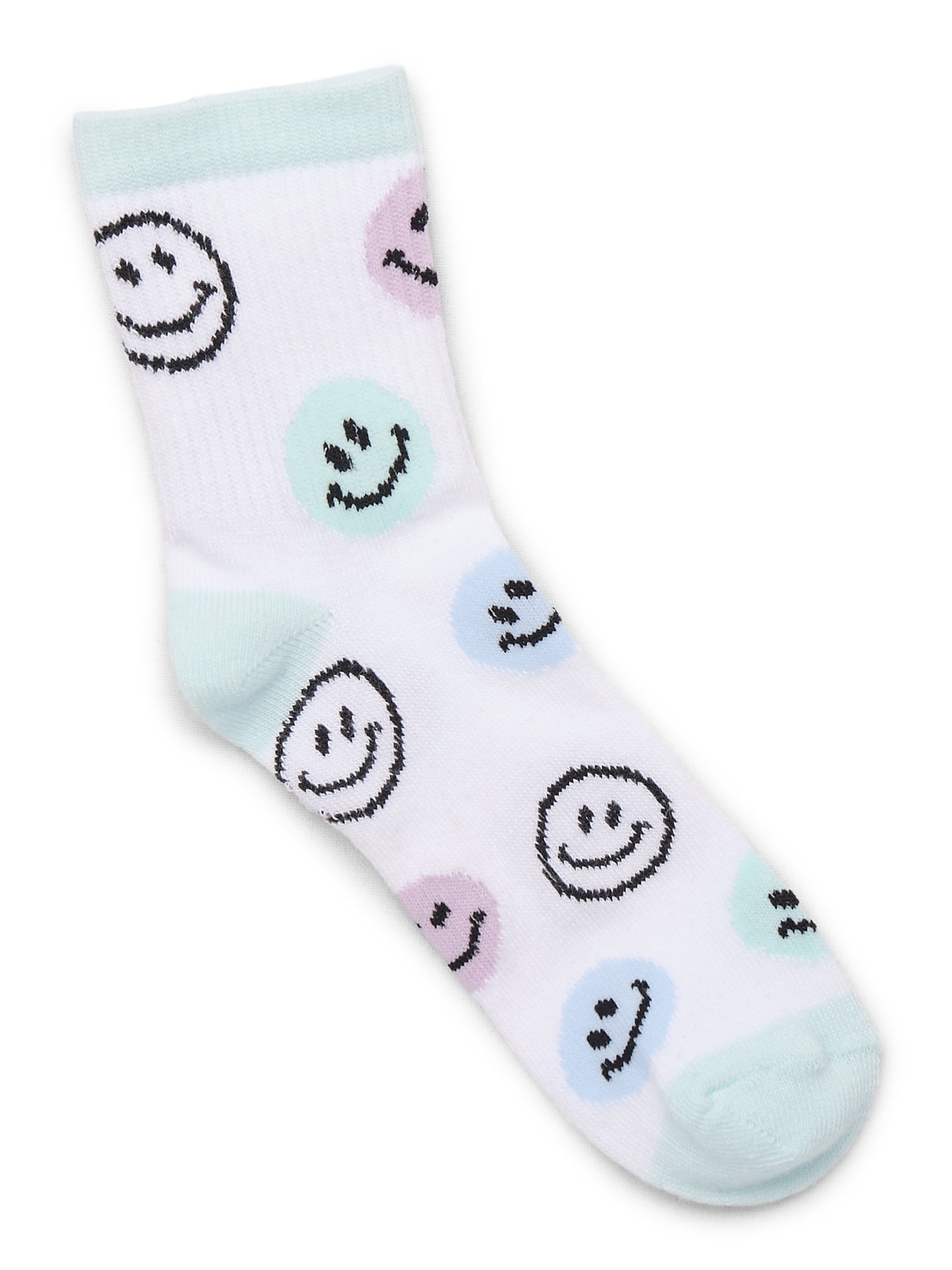Wonder Nation Girls Mid-Crew Smiley Socks, 10-Pack, Sizes S-L
