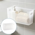 thumbnail image 2 of 1pc Adhesive Mount Inside Cabinet Door Storage, 10inch×3.3inch×3.7inch, Bin Holder for Lid, Kitchen Organizer Over Door Adhesive Containers, No Drilling Bathroom Pantry Wall Basket, White, 2 of 6