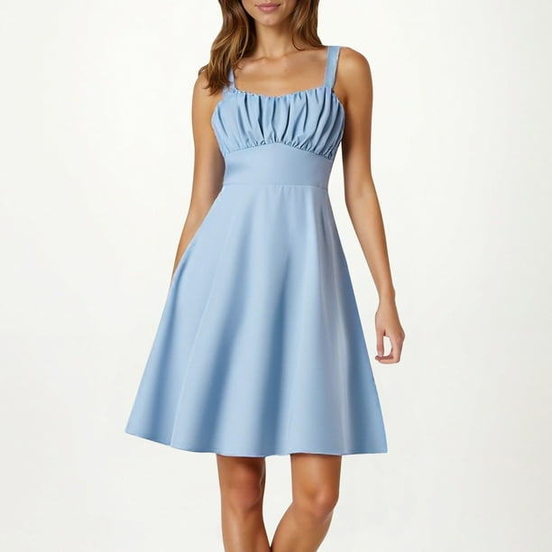Vestido Midi Informal de Tirantes Finos Para Mujer, Corte A, Fluido, Estilo Bohemio, Con Lunares, Para Uso Diario y Verano.