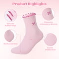 thumbnail image 2 of Bocaoying 6 Pairs Girls Cotton Crew Socks, Cute Ruffle Trim Mid-Calf Socks with Heart Design, Soft Breathable 6 Colors Mix – Fits Small Women US 5-6.5, 2 of 8