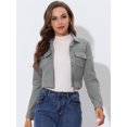 thumbnail image 3 of INSPIRE CHIC Veste Courte Décontractée pour Femme en Faux Suède à Col Cranté Boutonnée avec Poches Gris P, 3 of 5