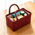 thumbnail image 4 of VMWMSSR Quilted Floral Fabric Storage Basket With Dual Handles Decorative Vintage Cloth Storage Bin Portable Organizer For Bedroom Living Room Nursery Countertop Home Decor(Red-8.66"), 4 of 5