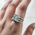 thumbnail image 4 of Natural Emerald Ring, Rough Emerald Gemstone Ring, AAA May Birthstone, 3 Plain Band, 925 Sterling Silver, Womens Ring, Christmas, Thanksgiving, Handmade, Statement Jewelry, Rough Gemstone Jewelry, 4 of 5