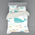 thumbnail image 2 of Ambesonne Cartoon Bedding Set 3 Pcs, Geometric Whale Fish, Twin, Yellow White, 2 of 3
