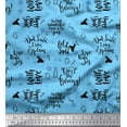 thumbnail image 1 of Soimoi Blue Cotton Voile Fabric Christmas Tree & Love Peace Joy Text Print Fabric by Yard 42 Inch Wide, 1 of 3