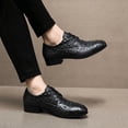 thumbnail image 2 of Men's Crocodile Embossed Purple Oxford Shoes Low Heel Lace Up Shiny Formal Party Wedding Stage Dress Leather Shoes, 2 of 6