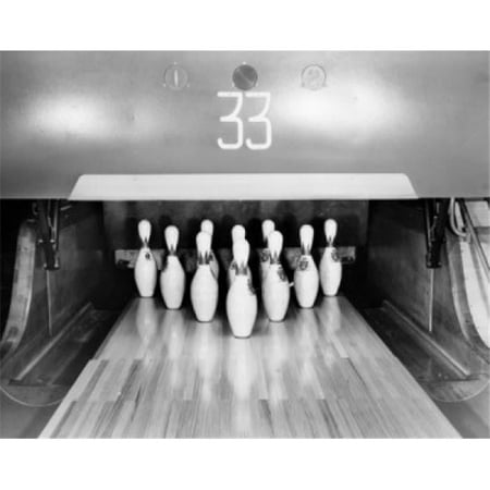 Bowling Pins Set Up At The End of A Lane Poster Print - 18 x 24