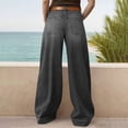 thumbnail image 7 of Womens Wide Leg Jeans High Waisted Stretchy Baggy Loose Denim Casual Pants with Pockets, 7 of 7