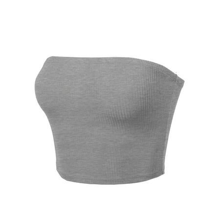 

FashionOutfit Women s Solid Bra Ribbed Tube Top