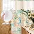 thumbnail image 3 of No Hook Shower Curtain, Teal Red Coastal Shower Curtains for Bathroom with See Through Top Window, Nautical Seahorse Beach Coral Starfish Beige Waterproof & Washable Bath Curtain Stall 48"x72", 3 of 9