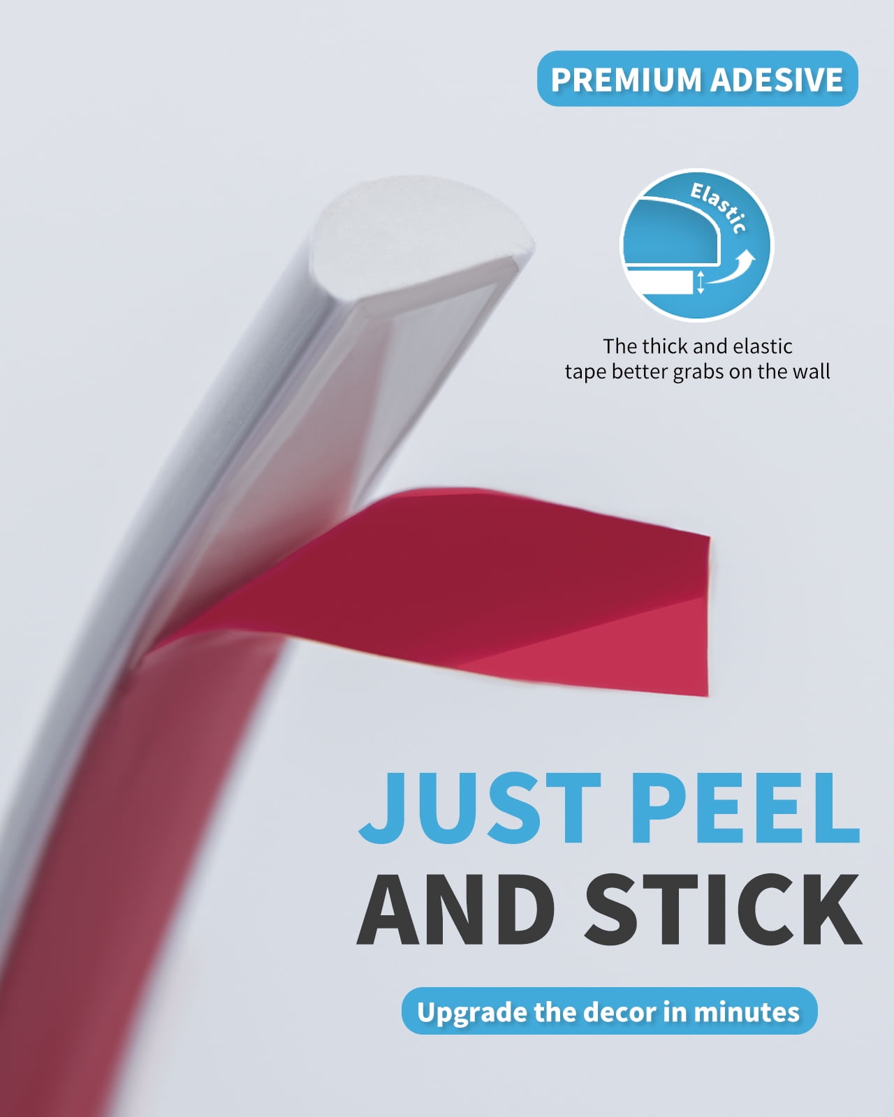 Art3d 25 Ft Peel and Stick Trim for Backsplash Tile Edge, Self-Adhesive Liner for Corner Decor in White