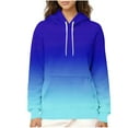thumbnail image 3 of lcziwo Blue Womens Gradient Color Drawstring Hoodies Casual Winter Warm Fleece Lined Pullover Tops Long Sleeve Hooded Sweatshirt with Pockets L, 3 of 8