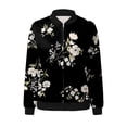 thumbnail image 4 of Womens Bomber Jacket 2025 Long Sleeve Zip Up Floral Outerwear Lightweight Loose Casual Fall Cardigan Coats With Pockets, 4 of 4