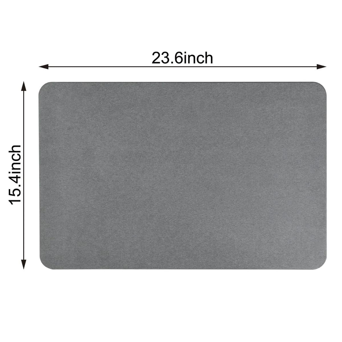 J&V TEXTILES Stone Bath Mat Diatomaceous Earth Shower Mat Non-Slip Super Absorbent Diatomite Stone Mats for Bathroom Floor Quick-Drying Easy to Clean 24''15'' Grey Dove Grey