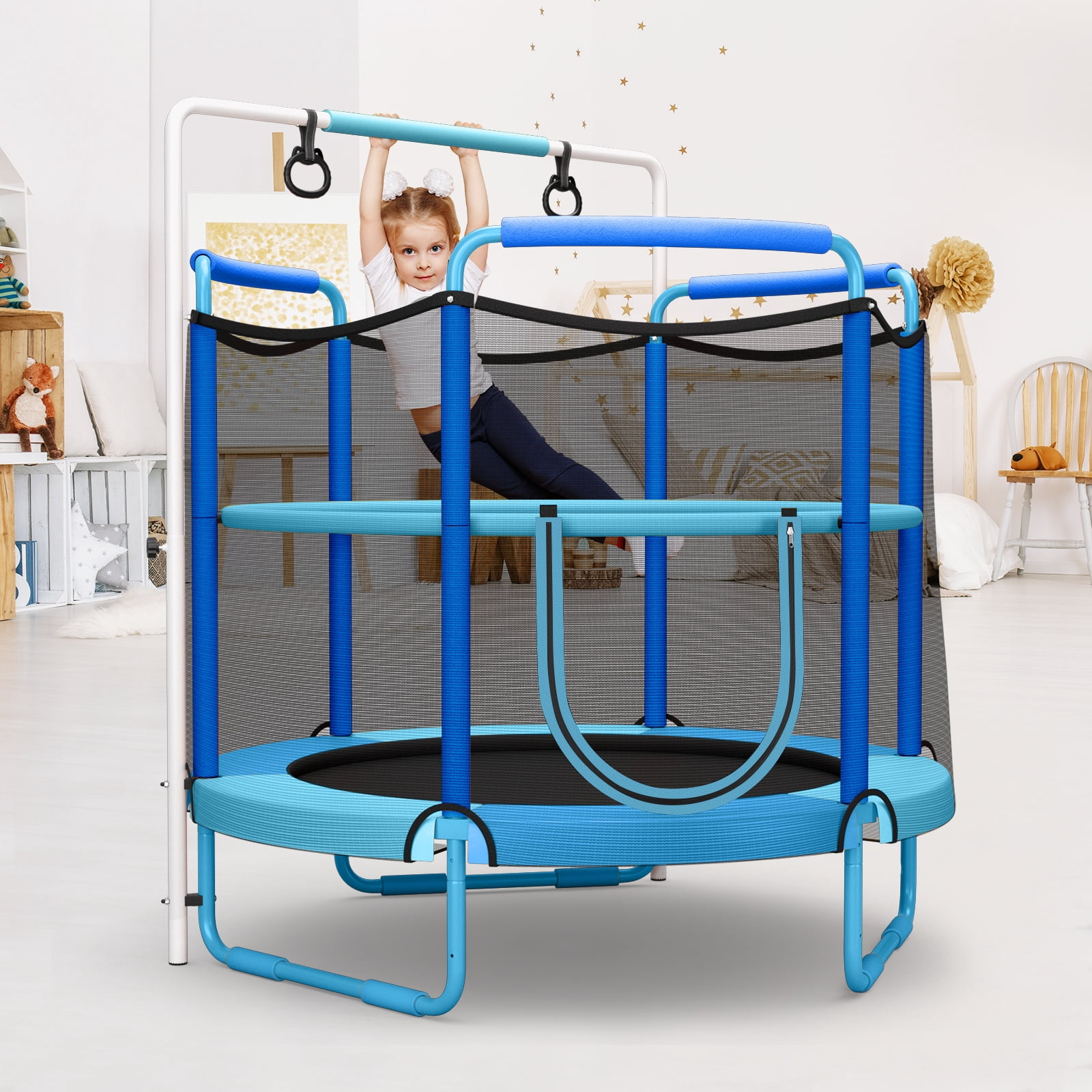 Infans 5FT Kids 3-in-1 Game Trampoline Seamless W/Enclosure Net Spring Pad In/Outdoor