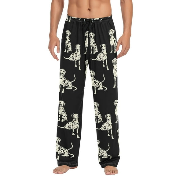 Men's Sleep Pants Lightweight Pjs Sleepwear Comfortable Lounge Pants Bottom Pants with Pocket White Dalmatian Dogs