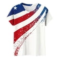 thumbnail image 3 of Pounoo T-Shirts pour Femmes Motif Étoiles et Rayures Manches Courtes Coupe Décontractée Chandails Légers et Confortables Hauts Style de Rue Décontracté Tenue de Fin de Semaine Cadeau, 3 of 6