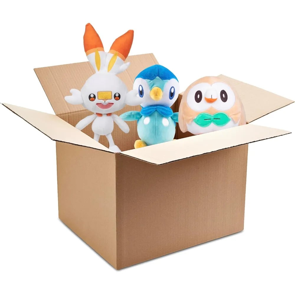 Pokemon Fire, Grass or Water Type 8" Plush Mystery Blind Box 3-Pack - Get Three Officially Licensed 8 Inch Pokemon - Authentic Collectible Soft Stuffed Animal Toy Figures - Gift for Kids, Boys, Girls